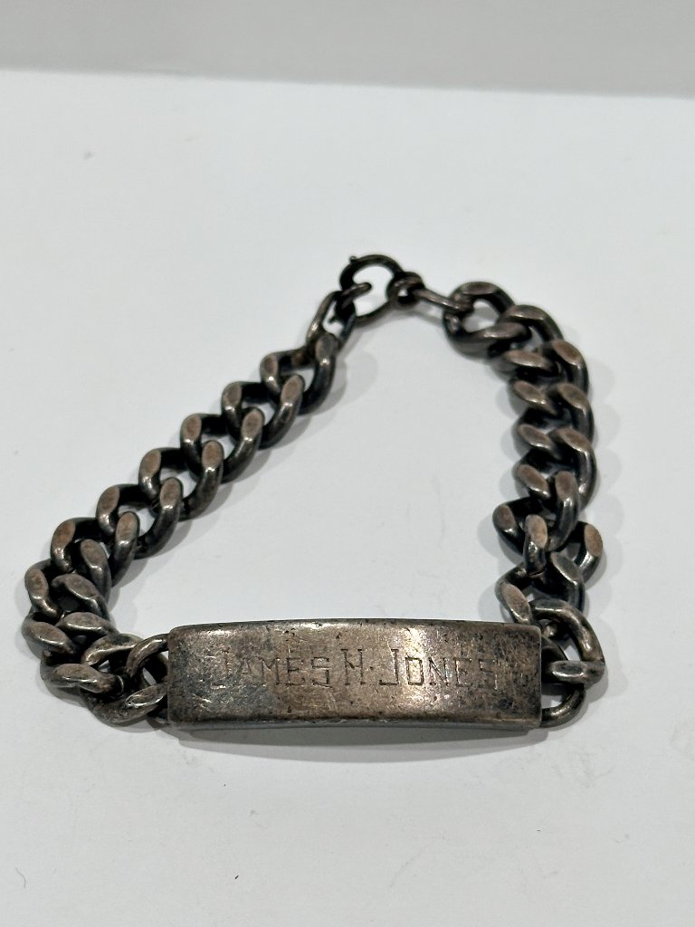 Vintage Sterling Silver .925 Engraved Id Bracelet Heavy Curb Link 46 Grams 7.5"